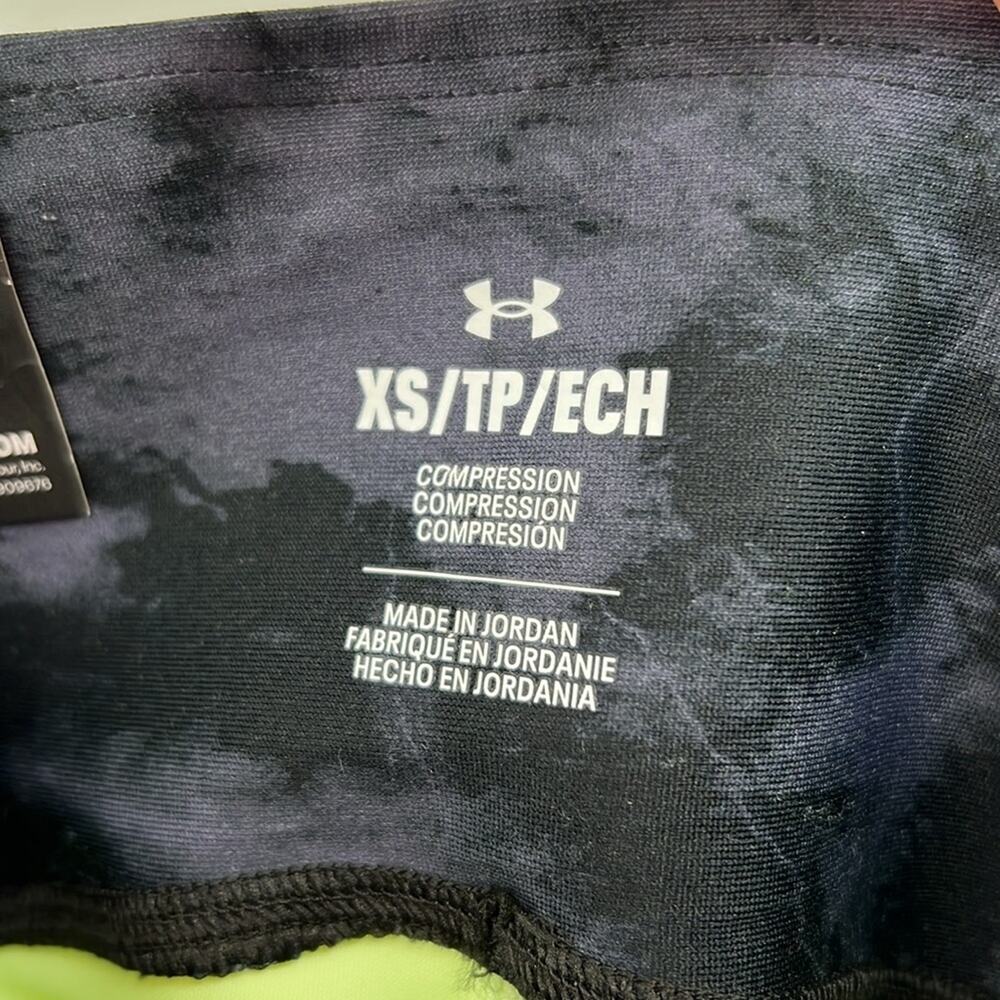 Under Armour Project Rock High Rise Compression Ankle Leggings - Blue/Lime - XS - Picture 4 of 7
